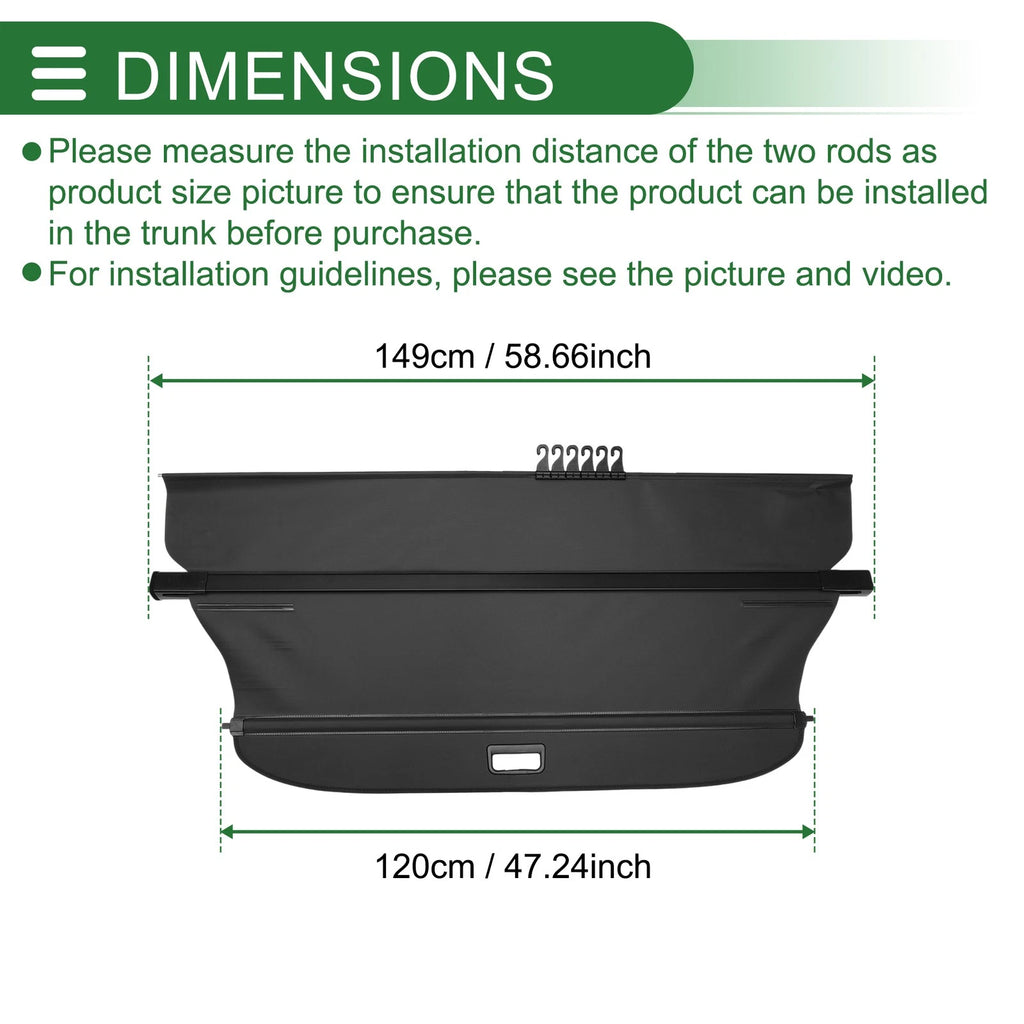 Retractable Cargo Cover for Ford S-Max (2007–2015) Gloss Black