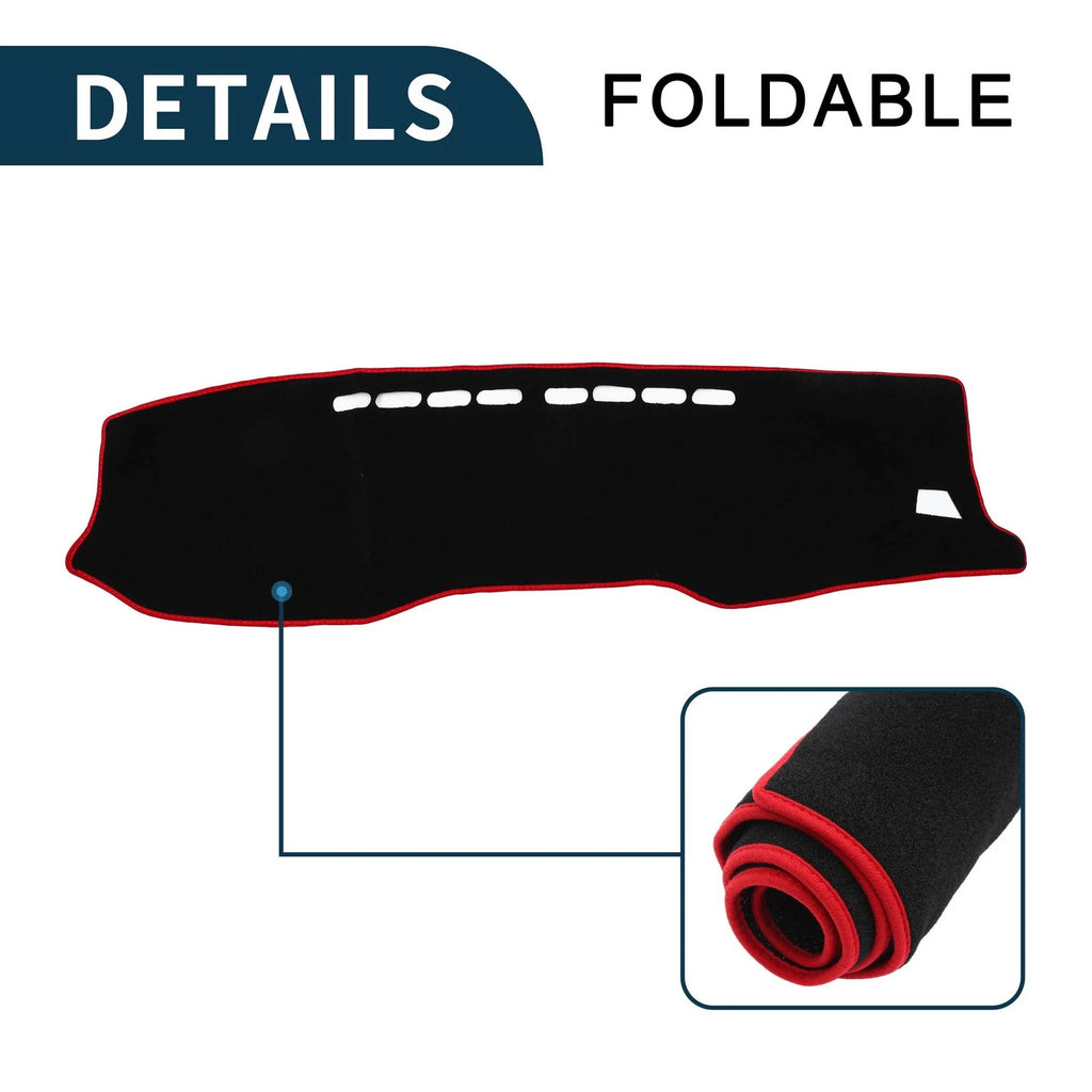 Dashboard Cover Mat for Toyota Hilux (2017–2020) with Sticker Black Red
