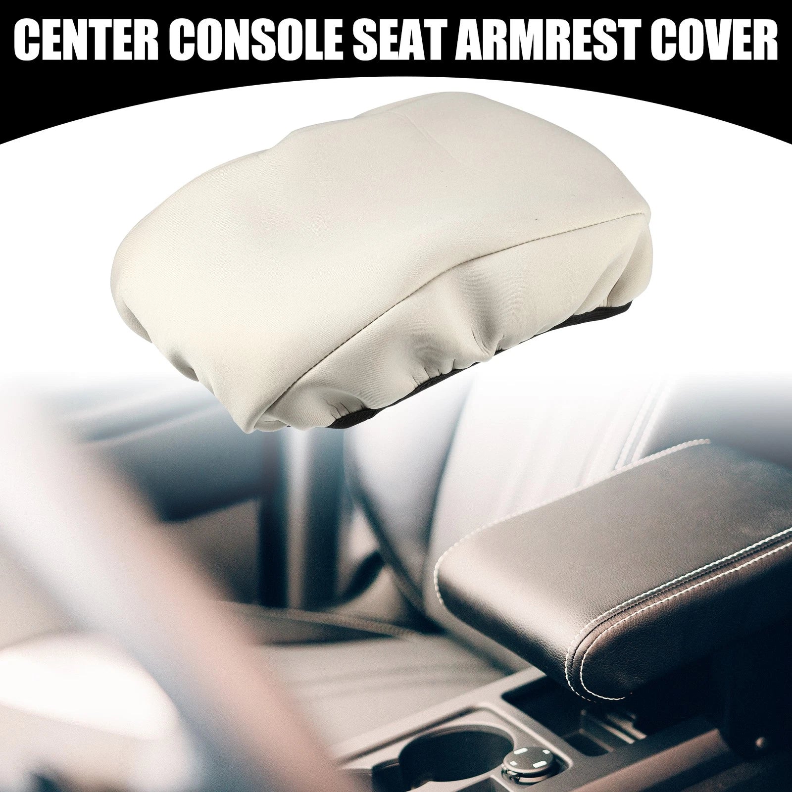 Center Console Seat Armrest Cover for Ford Fusion (2013–2019) Neoprene Beige