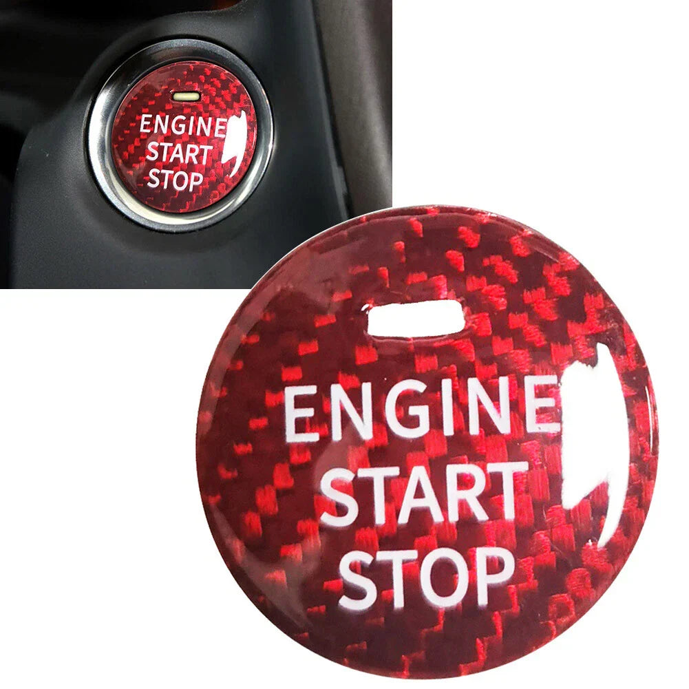 Carbon Fiber Red Start Stop Button Sticker for Mazda CX-3, CX-4, CX-5, CX-8, MX-5 (2016-2023)
