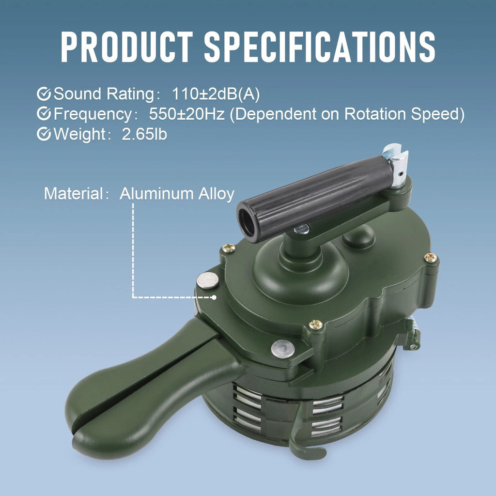 Hand Crank Siren Horn for Universal Use (Manual Operated)