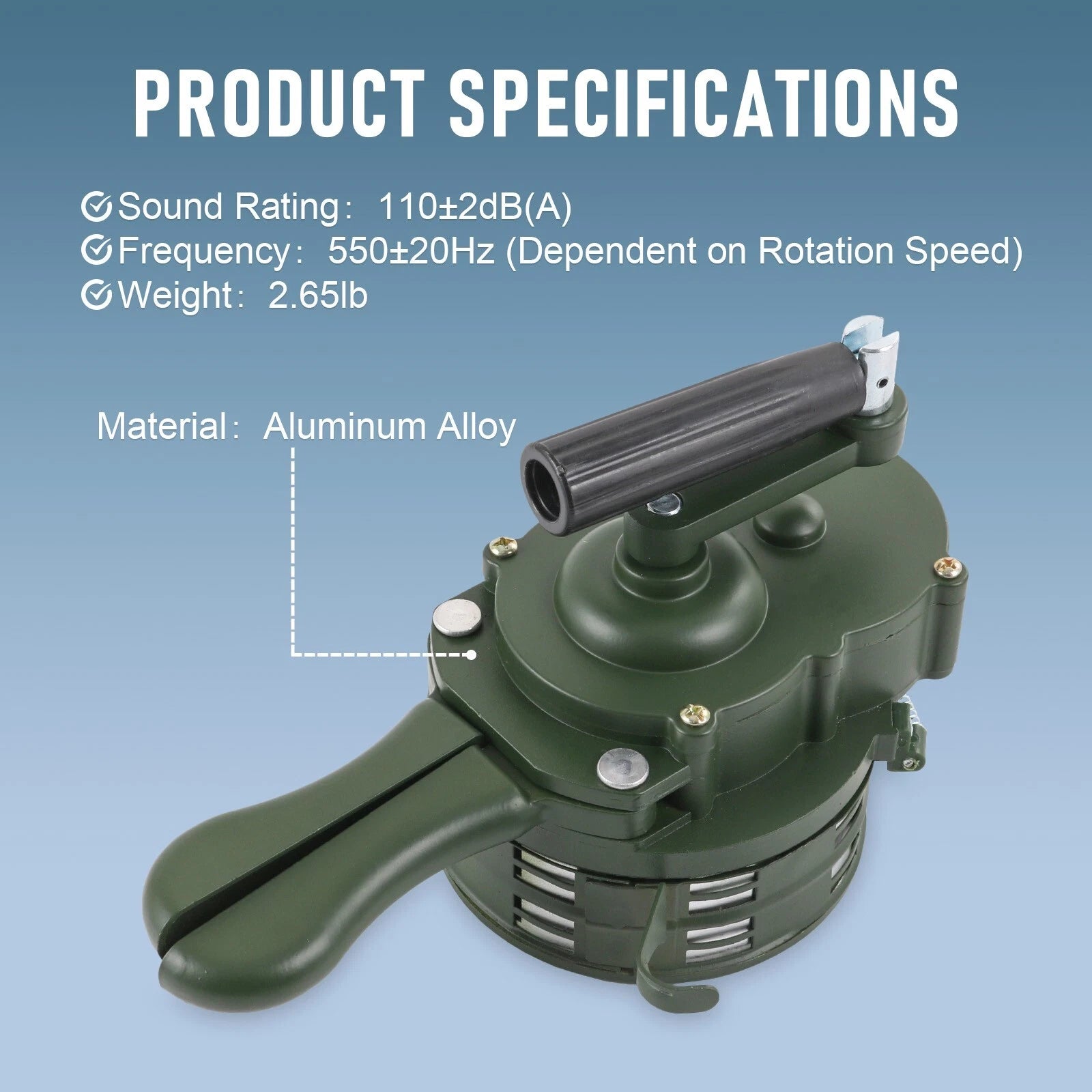 Hand Crank Siren Horn for Universal Use (Manual Operated)