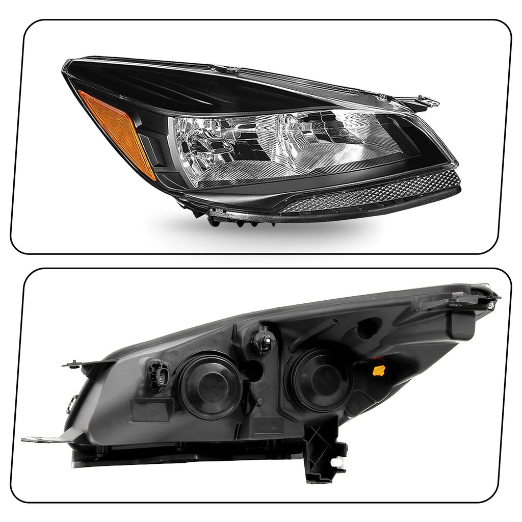 Set of 2 Halogen Headlights for Ford Escape (2013–2016) - Black Housing