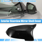 Pair Rear View Mirror Cover Shell Trim for BMW 528i (2011–2016) Bright Black