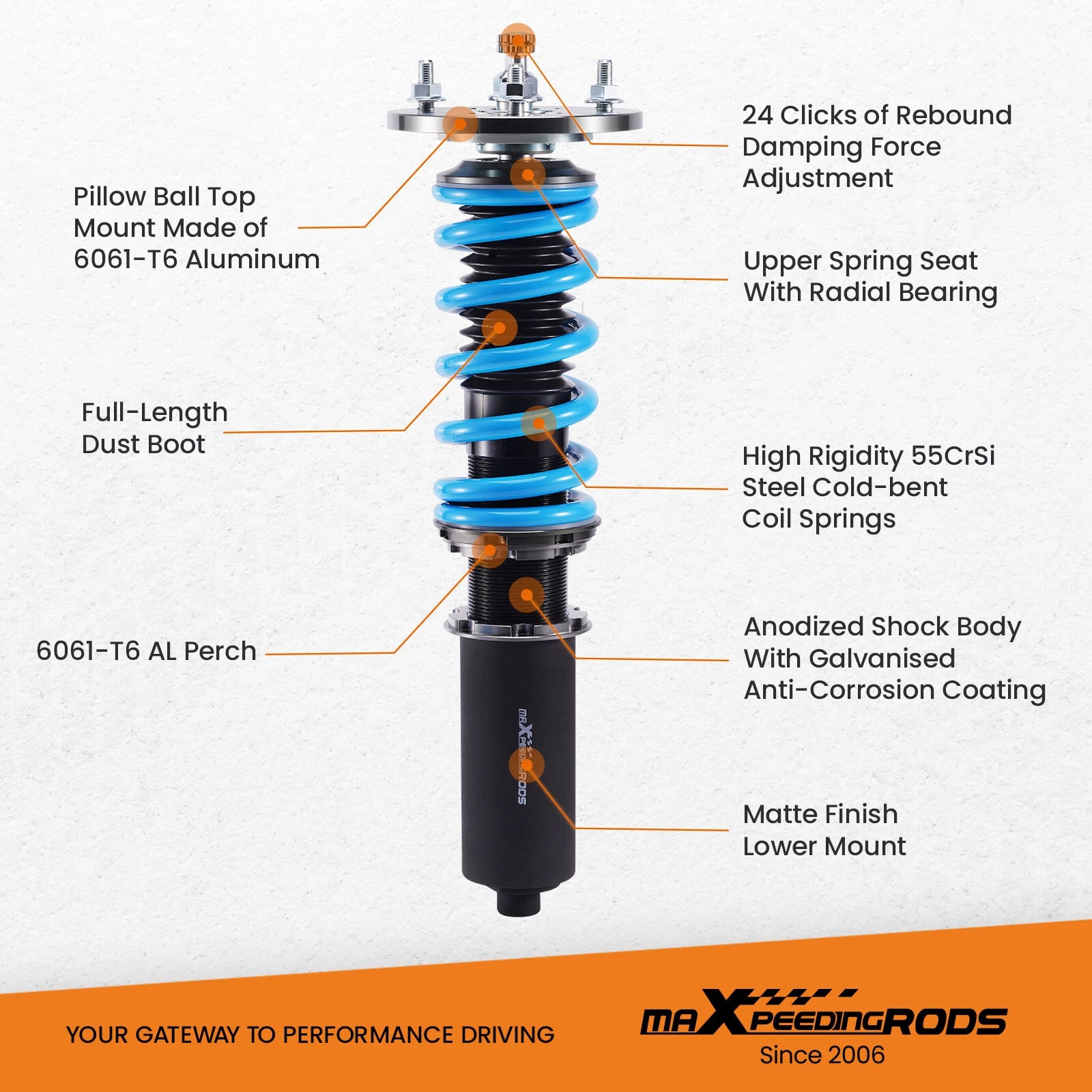 Adjustable Coilover Shocks Kit for Lexus IS250 IS350 AWD (2006-2013)