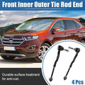 Set of 4 Front Inner Outer Tie Rod End Links ES801109 EV801122 for Ford Lincoln