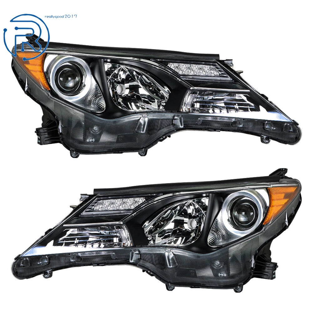 Set of 2 Halogen Headlights for Toyota RAV4 (2013-2015) Black
