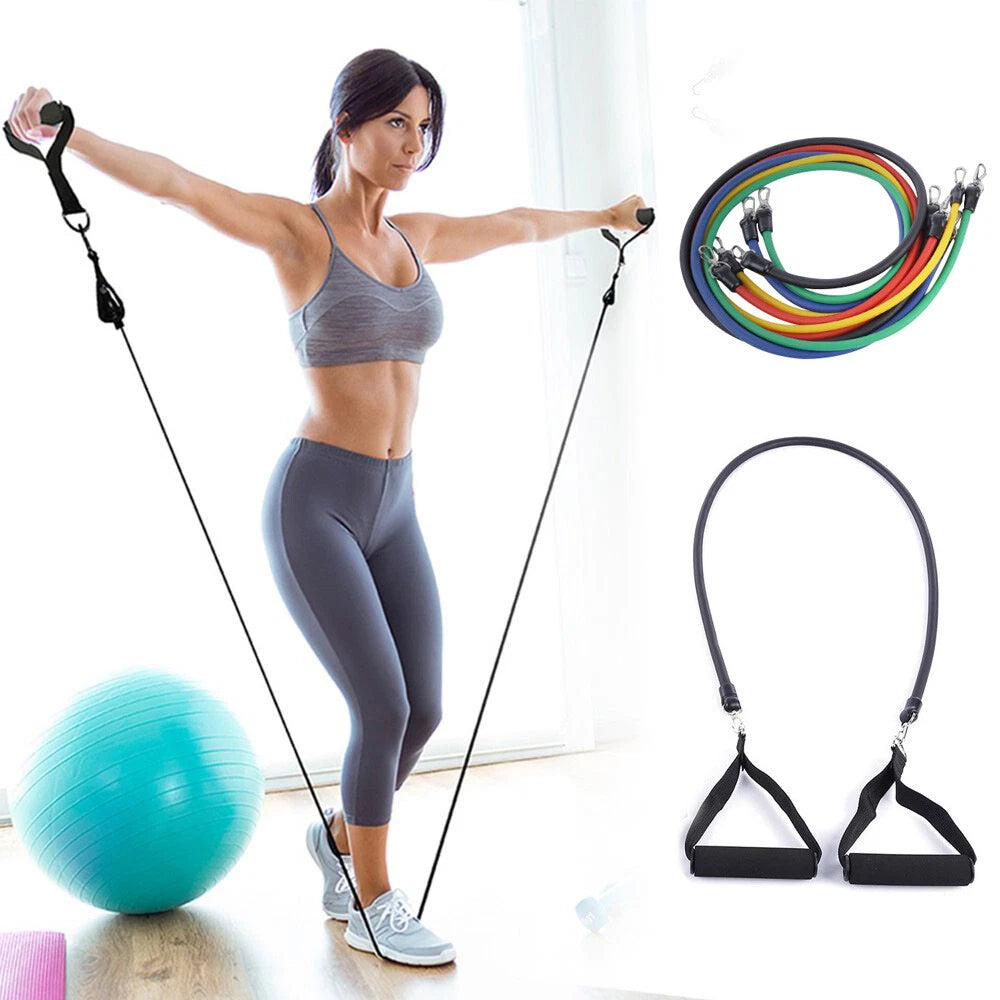 11PCS Resistance Bands Set for Yoga Pilates Fitness (Not Applicable)
