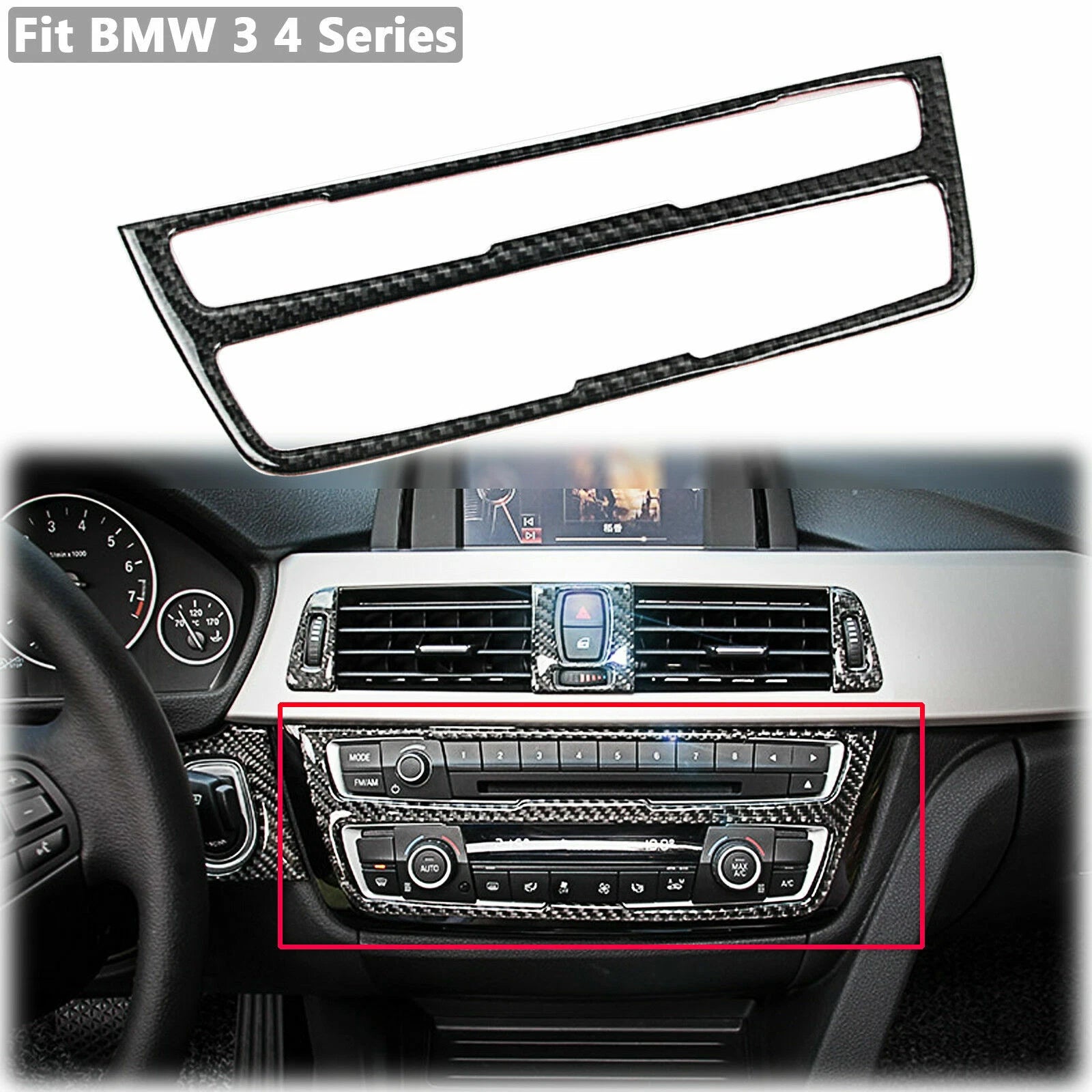 Carbon Fiber Interior Media AC Control Panel Trim for BMW 3 4 Series (F30)