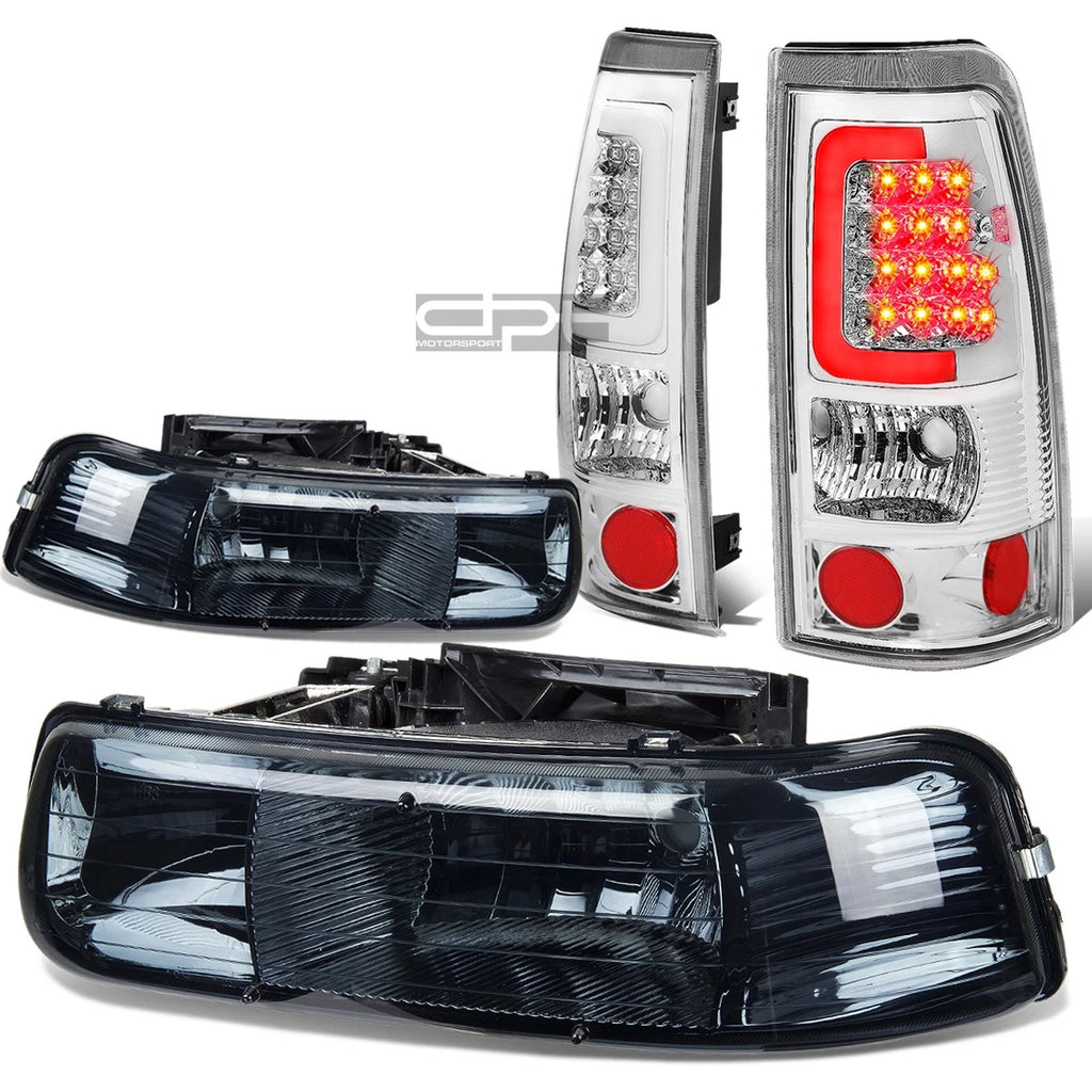 Smoked Crystal Headlight + Corner + Chrome 3D LED Tail Light Kit for Silverado (1999–2002)