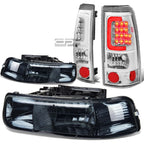 Smoked Crystal Headlight + Corner + Chrome 3D LED Tail Light Kit for Silverado (1999–2002)
