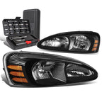 Pair of Black Amber Side Headlight Lamps for Pontiac Grand Prix (2004–2008)