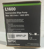 SPX Johnson Submersible Bilge Pump L1600 1600GPH 12V (32-1600-01, BLA 131806)