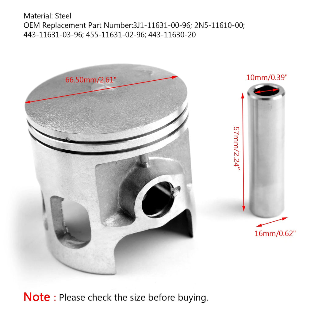 Piston Pin Kit Ø66.50mm for Yamaha DT175 YT175 (1974–1981) +0.50MM