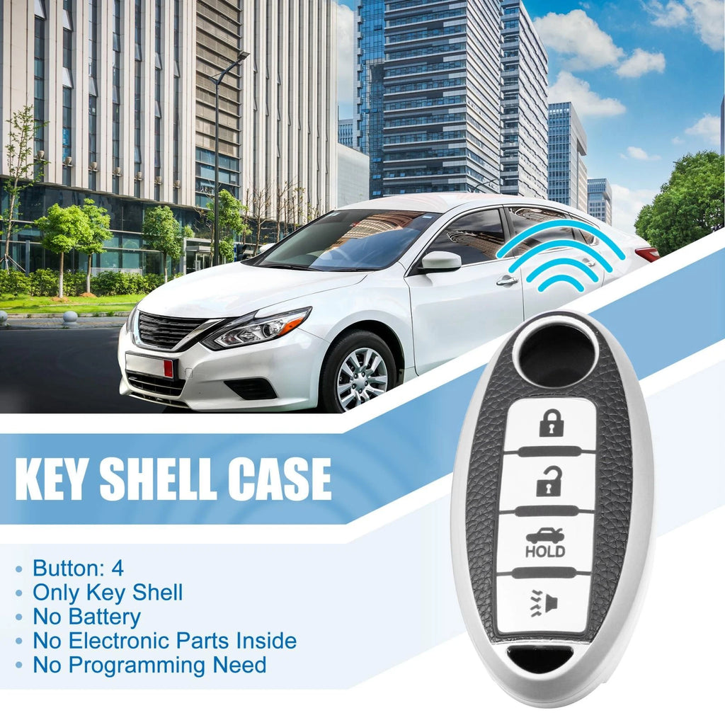 Silicone Key Fob Case Cover for Nissan Cabstar (2008–2009) Silver Tone