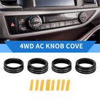 Set of 4 AC Heater 4WD Switch Knob Cover Rings for Toyota Tacoma (2016–2023) Black