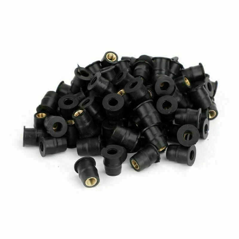 Set of 100 Rubber Well Nuts for Windscreen & Fairing (10-32 M5)