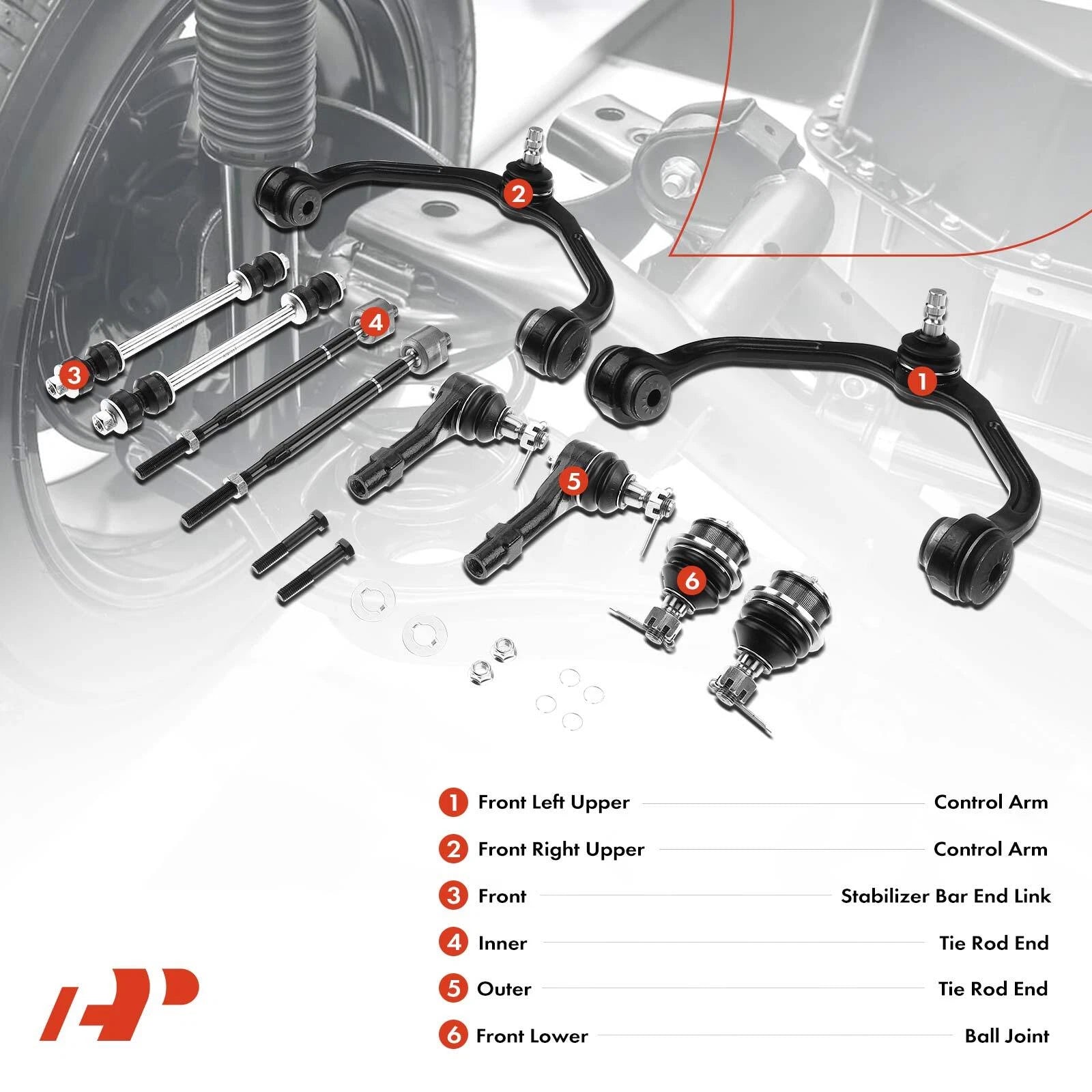 Set of 10 Front Upper Control Arm Ball Joints for Ford Mazda
