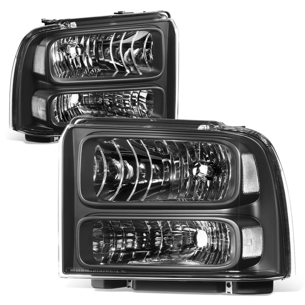 Headlight Lamps for Ford F-250 F-350 F-450 F-550 Super Duty (1999–2004) Black/Clear