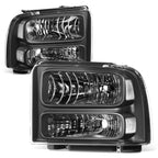 Headlight Lamps for Ford F-250 F-350 F-450 F-550 Super Duty (1999–2004) Black/Clear