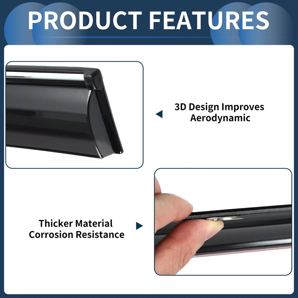 Set of 4 Window Deflectors for Hyundai Elantra (2017) - Black Vent Visors