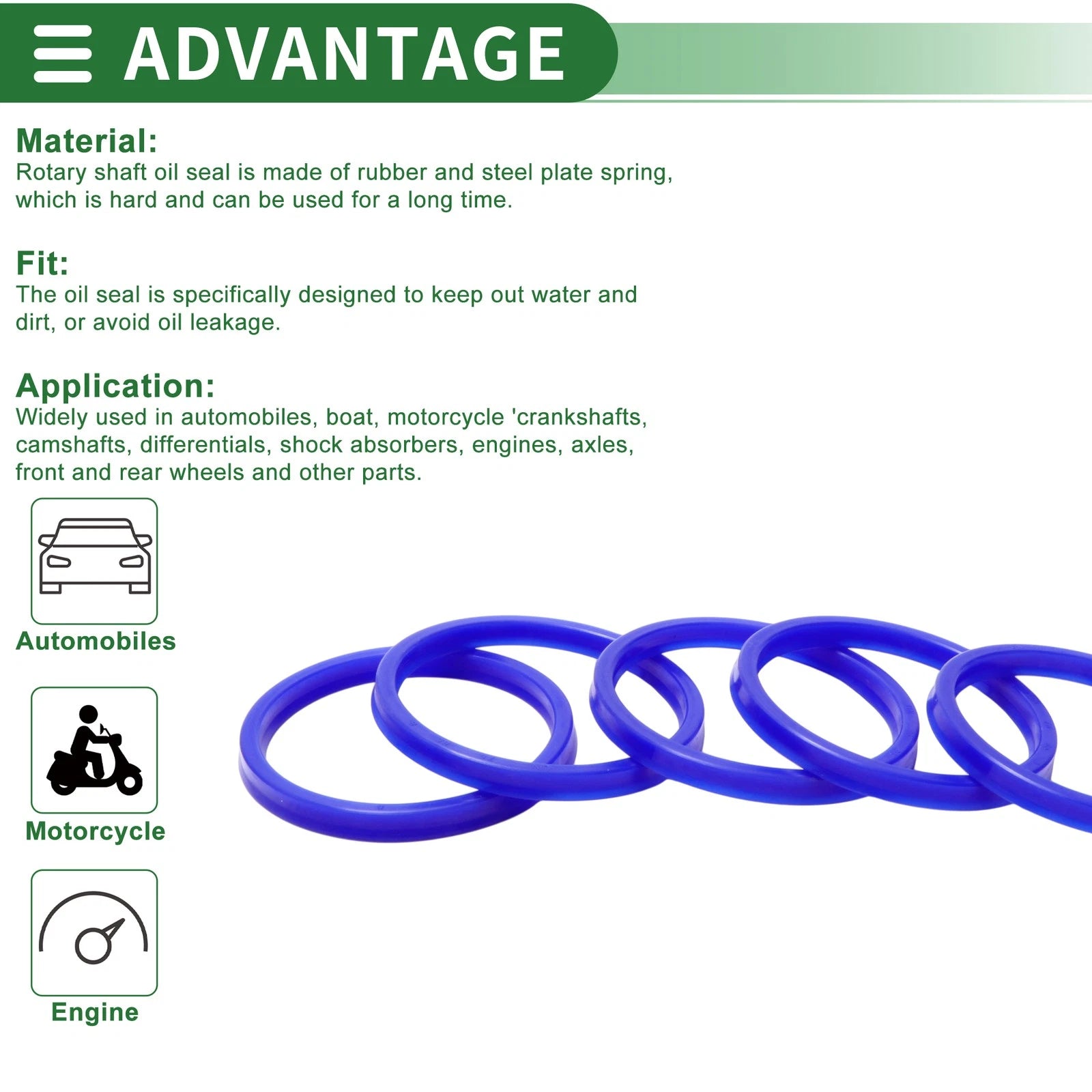Set of 5 Oil Seal Rotary Shaft Seal 75x85x8mm High Pressure TPU