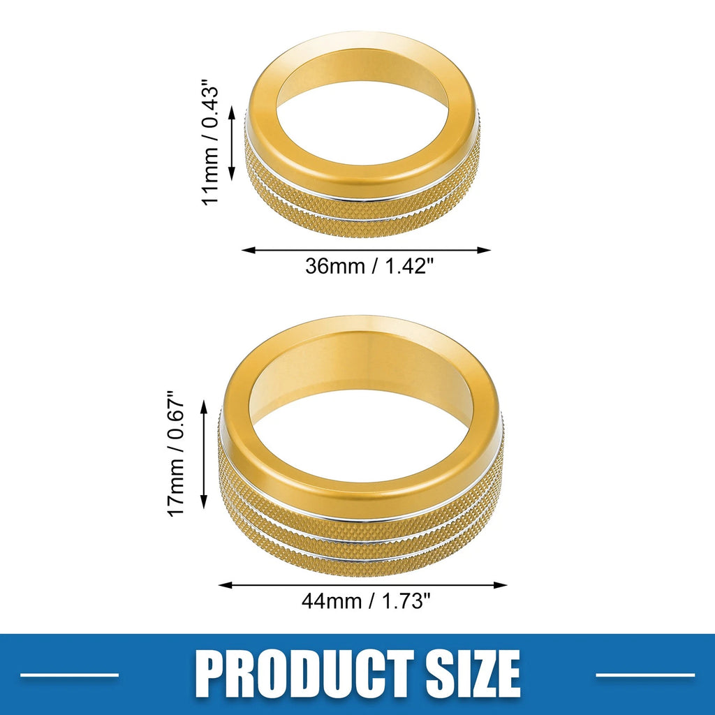 Set of 3 AC Radio Switch Knob Cover Decals for Dodge Durango (2014–2020) Gold Tone