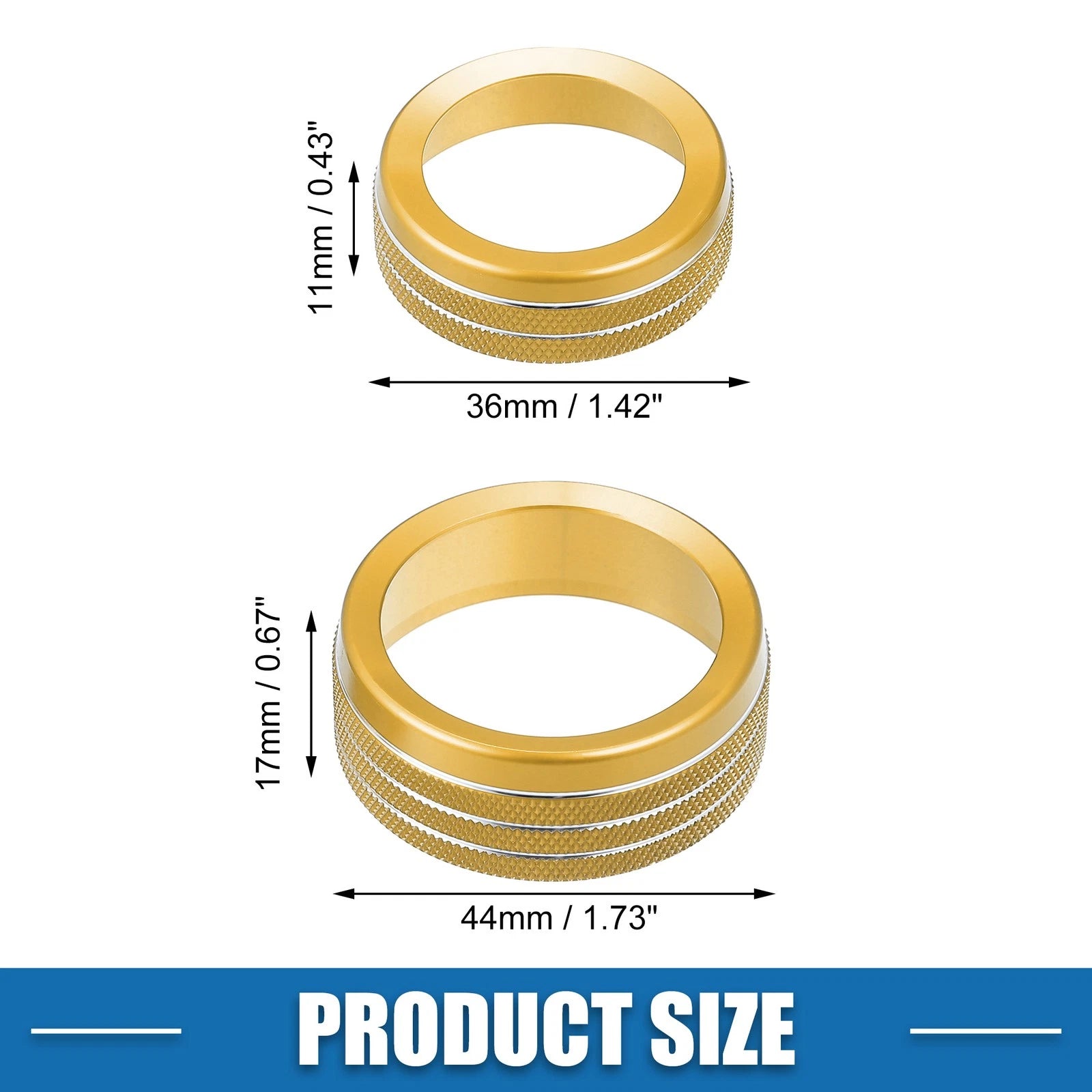 Set of 3 AC Radio Switch Knob Cover Decals for Dodge Durango (2014–2020) Gold Tone