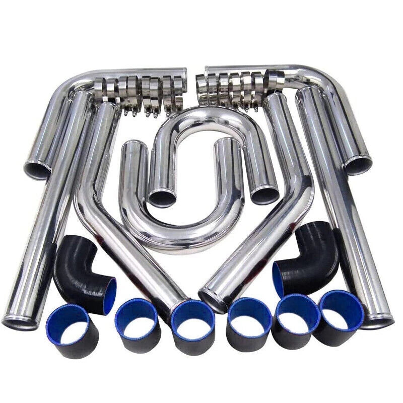 2.5" Universal Aluminum Turbo Intercooler Elbow Pipe Kit with Hose & Clamp