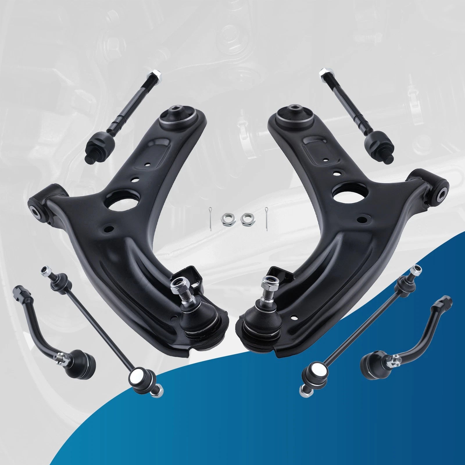 Set of 8 Front Lower Control Arms Tie Rod Ends Sway Bars for Hyundai Veloster (2012–2017)