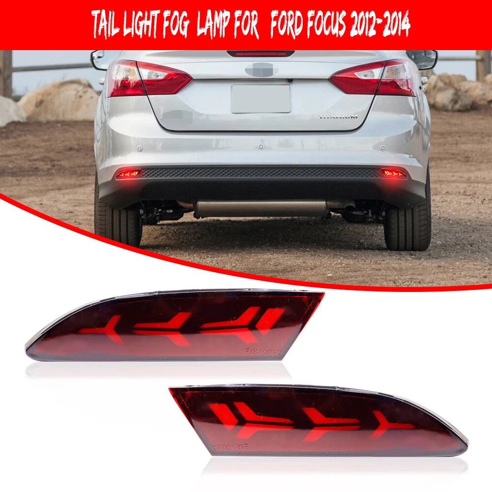 Red LED Rear Reflector Tail Lights for Ford Focus (2012–2014)