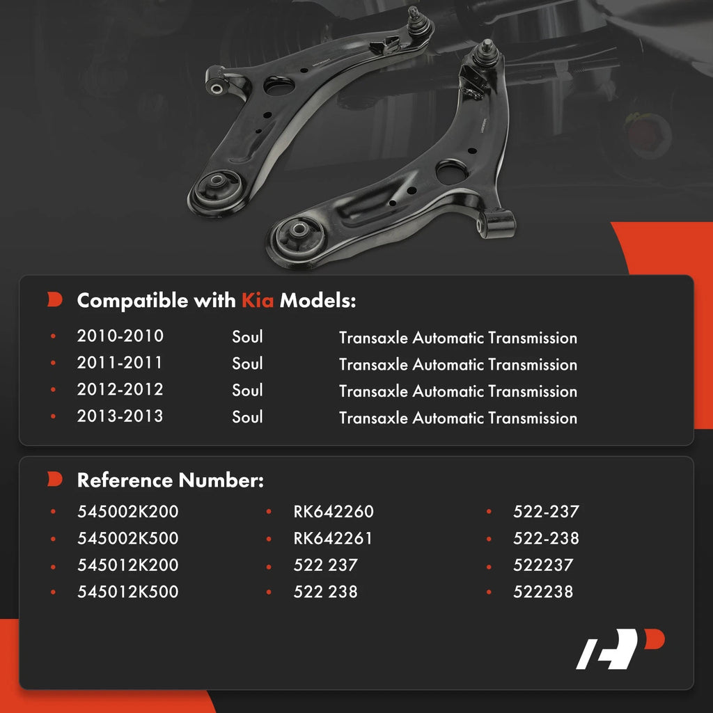 2X Front Lower Control Arm with Ball Joint for Kia Soul (2010-2013)