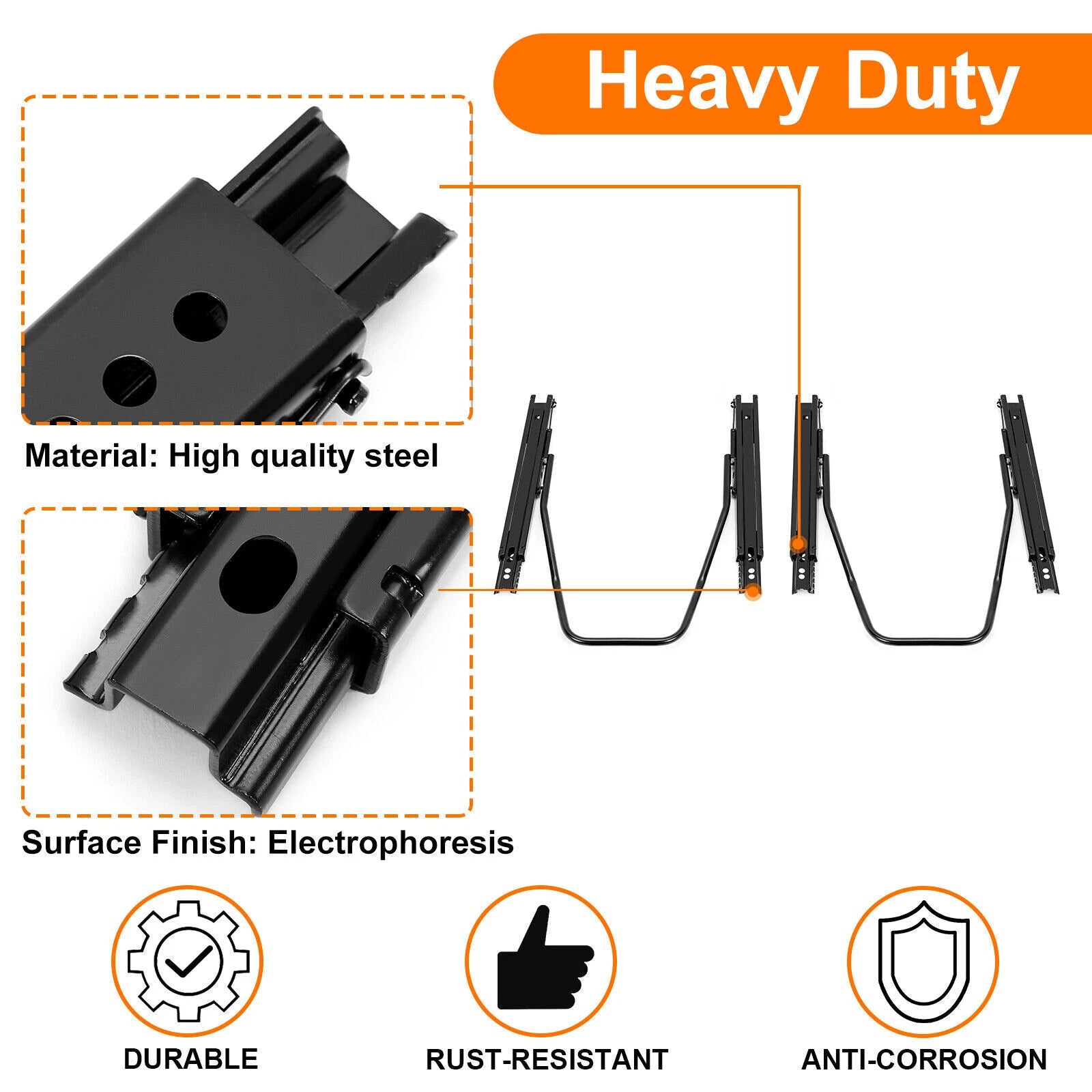 2X Universal Dual Lock Seat Sliders Rails Bracket Track Assembly