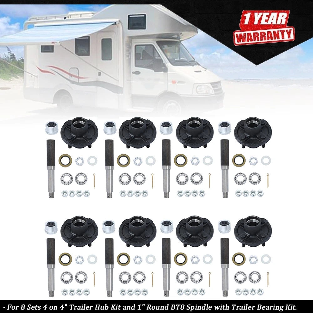 Set of 4 Trailer Hub Kits for 4" Spindles
