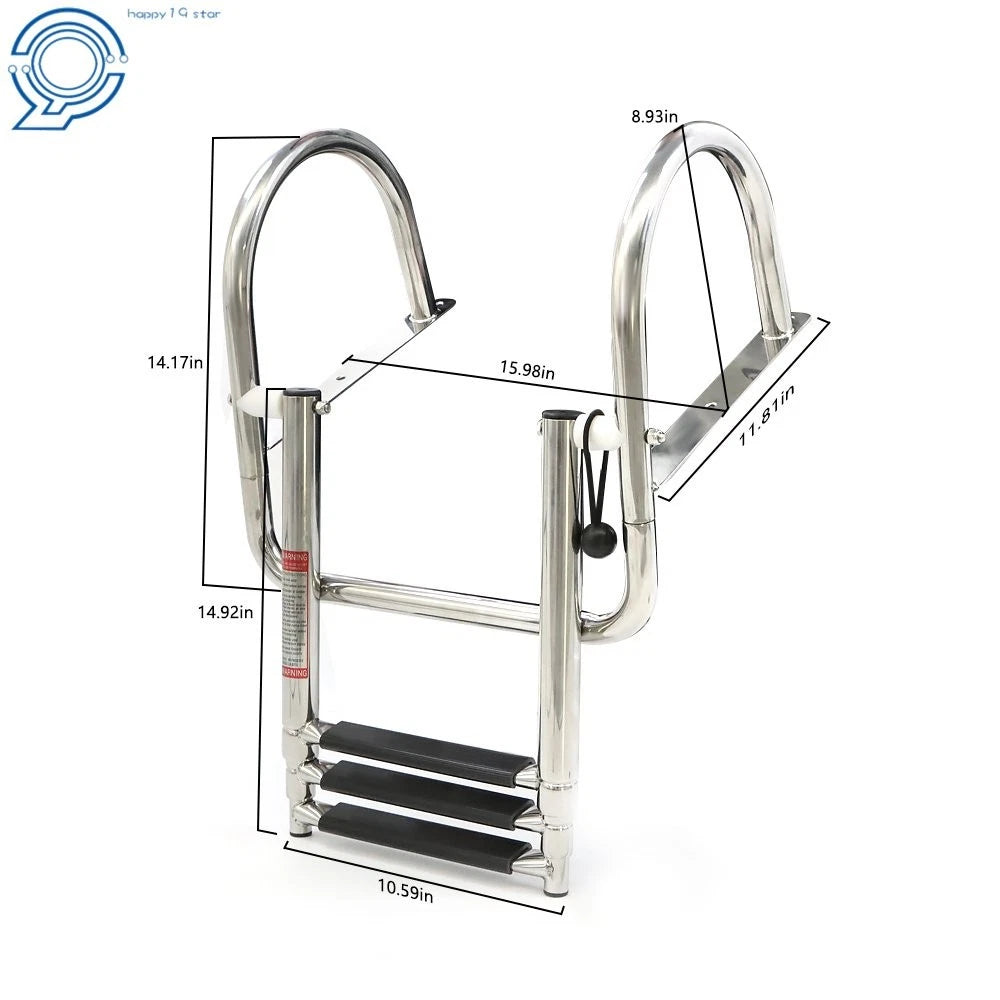 3-Step Stainless Steel Telescoping Boat Ladder for Dock
