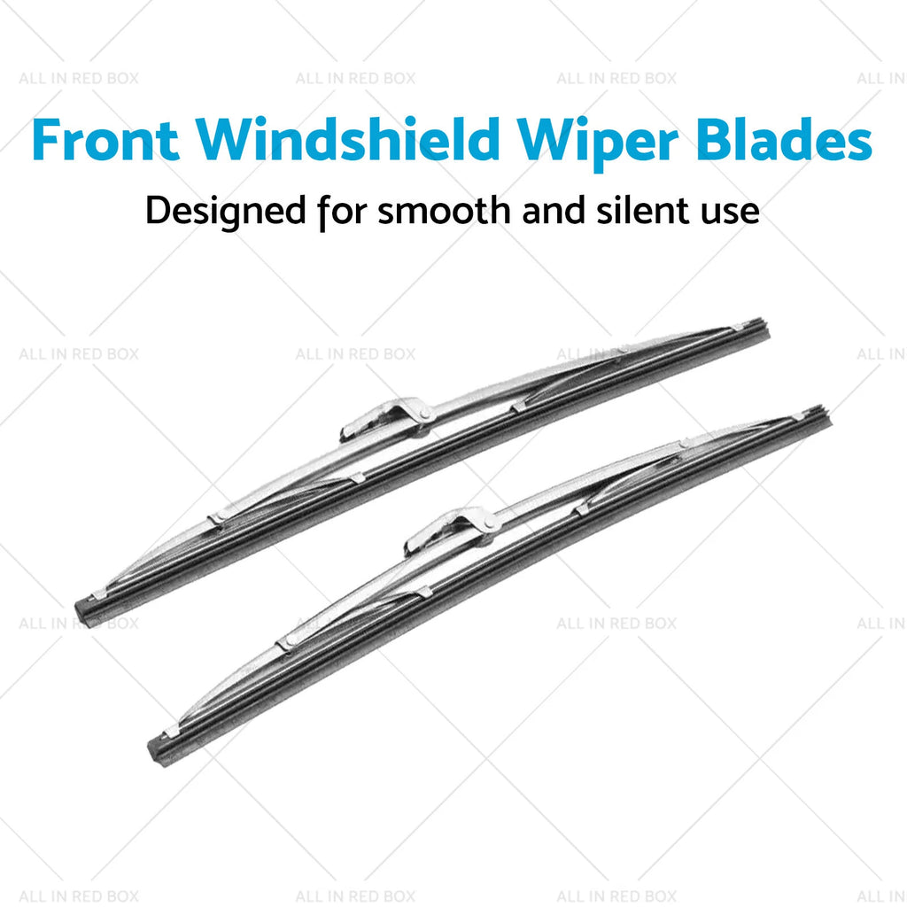 Set of 2 Polished Stainless Steel Wiper Blades for Classic Cars (12")