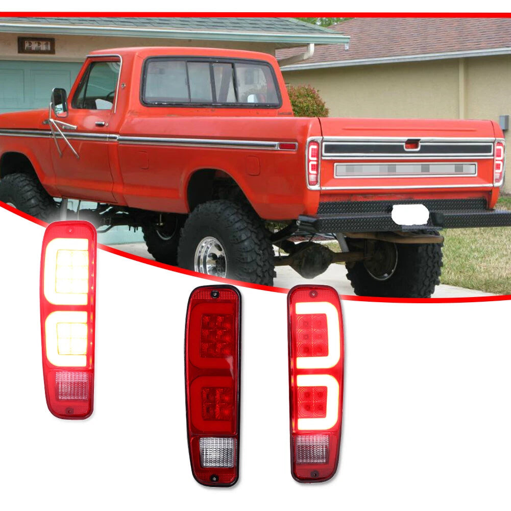 Set of 2 Red LED Rear Tail Lights for Ford E150 F150 250 350 Bronco (74–91)