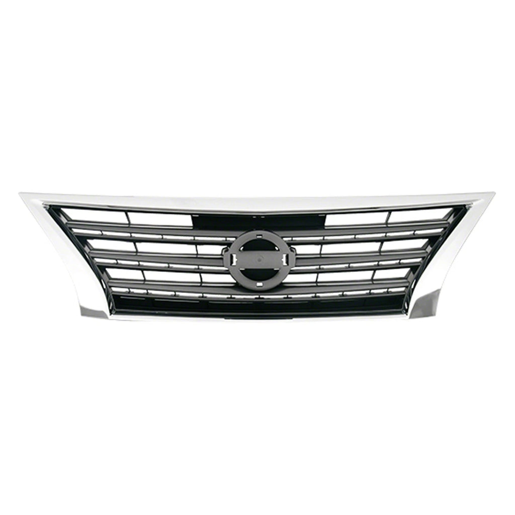 Replacement Gray/Silver Chrome/Painted Front Grille for 2013-2015 Nissan Sentra
