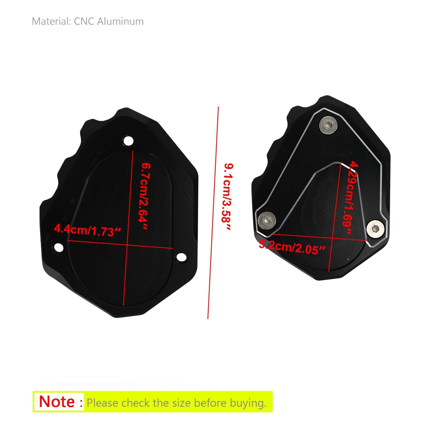 Kickstand Side Stand Extension Pad for BMW R Nine T (2014–2017) R1200RT (2004–2014) Black