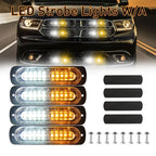 10X LED Amber/White Strobe Lights for Car Truck (Emergency Flash Warning)