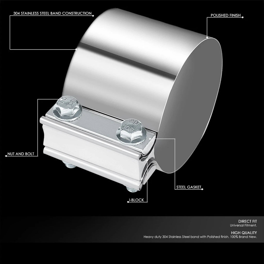 4" OD Butt Joint Band Exhaust Clamp for Universal Muffler Pipe Sleeve Coupler