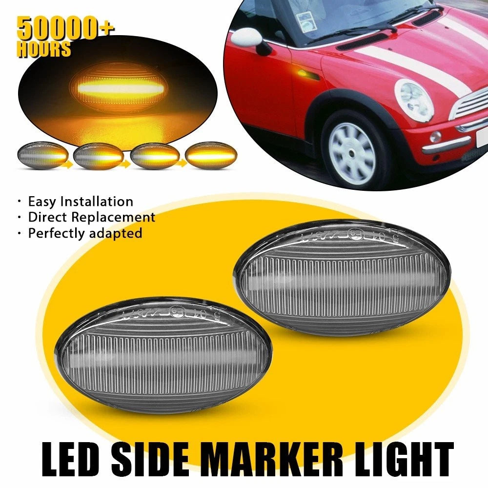 Clear Lens Front Side Marker Lights for MINI Cooper R55 R56 R57 R58 R59 (2007–2015)