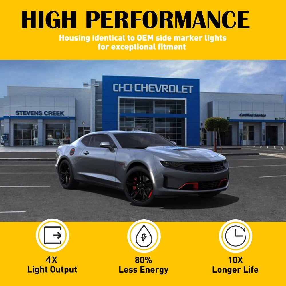 Set of 4 Smoked LED Side Marker Lights for Chevrolet Camaro (2016–2021)