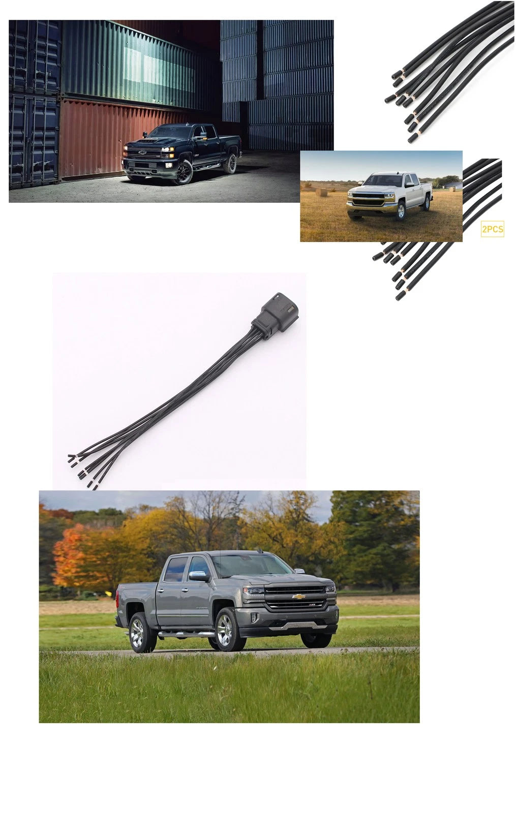 2 Headlight Xenon HID LED Pigtail Connectors for Chevy Silverado (2016–2018)