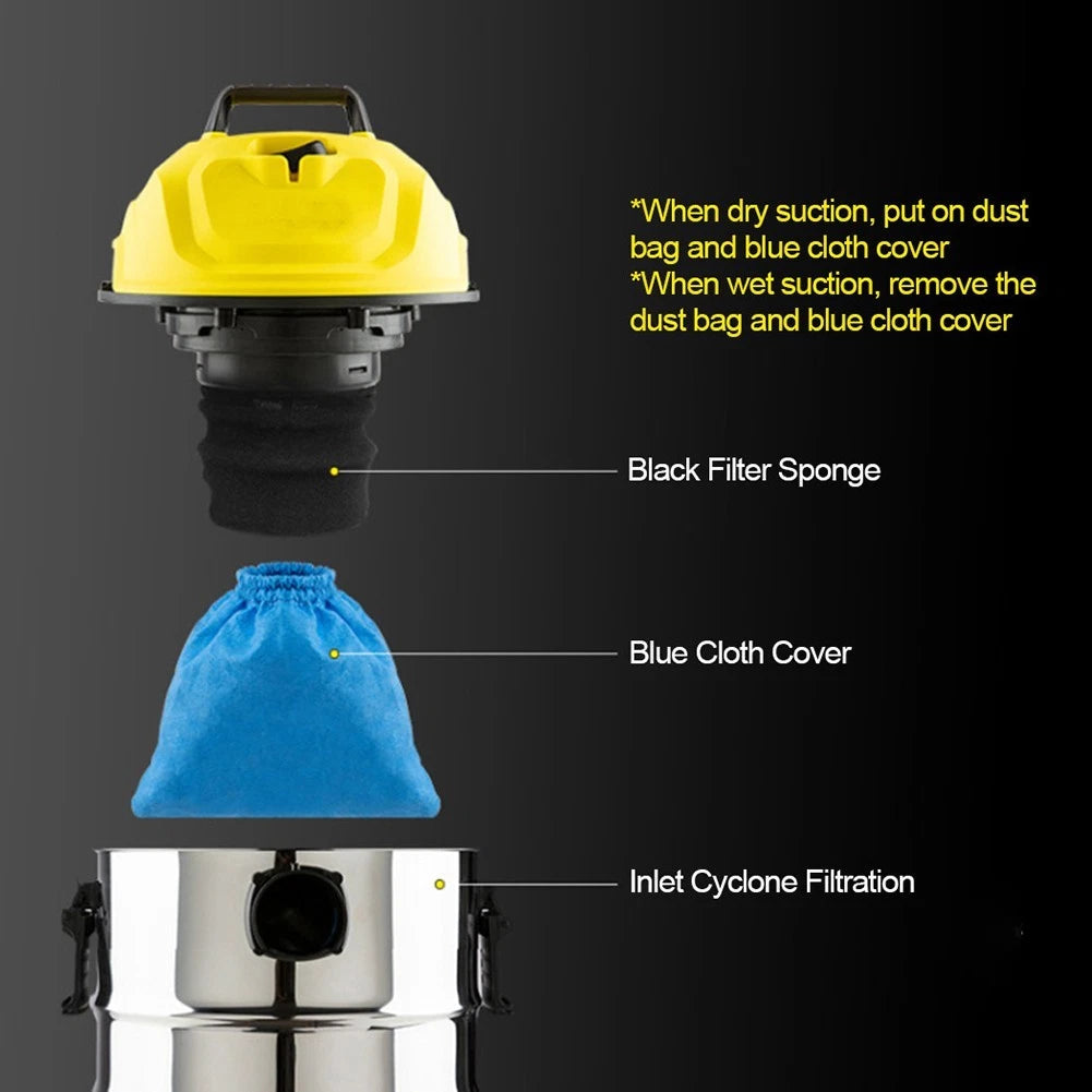 Foam Filter for Wet/Dry Vacuum (Fast Drying, Noise Reduction)