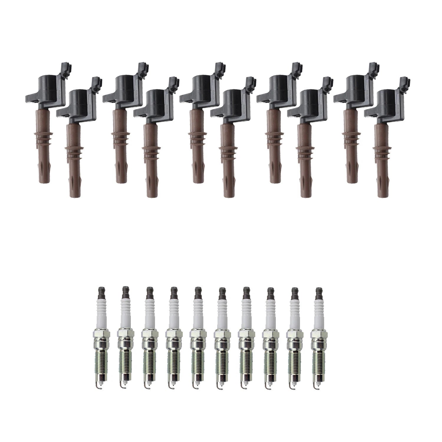 Set of 10 Ignition Coils & NGK Platinum Spark Plugs for Ford F250 F350 (1999–2003)
