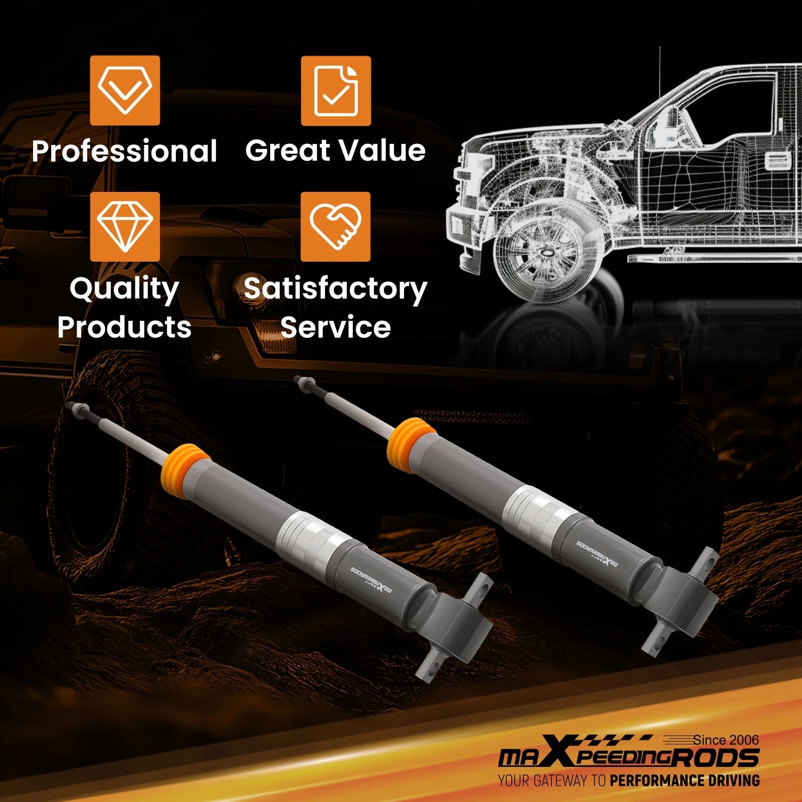 Front Lowering Struts for Ford F-150 (2015–2020) 0-3" 2WD 4WD Carbon Steel