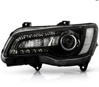 Black Halogen Headlight LED DRL Projector for Chrysler 300 (2015–2023)