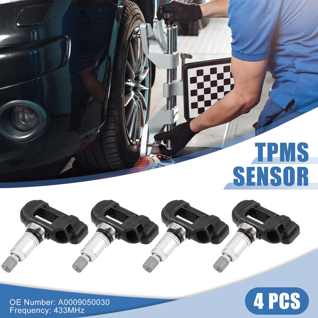 Set of 4 Tire Pressure Monitoring System Sensors for Mercedes-Benz (A0009050030)
