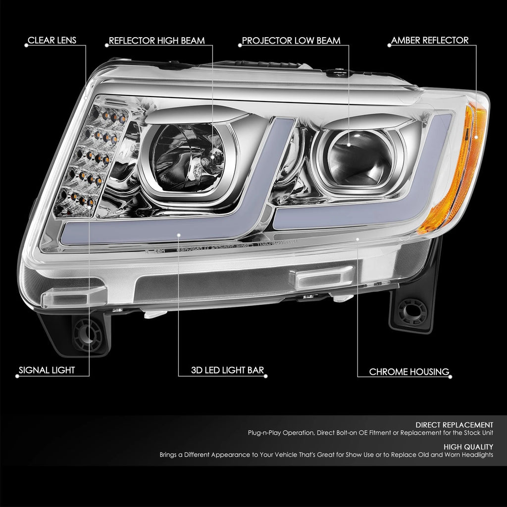 LED DRL + Signal Projector Headlight for Jeep Grand Cherokee (2011–2013)